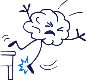 Mascot reacting to a spoken mistake